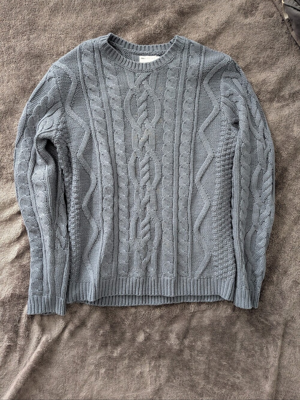 ASOS Men's Gray Cable Knit Crewneck Sweater
